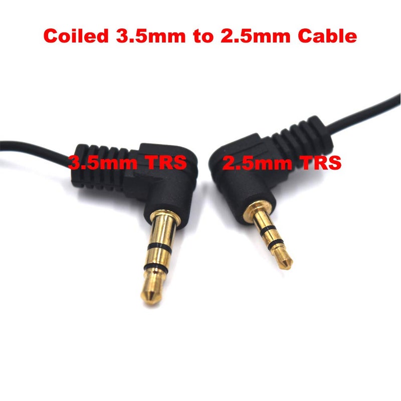 Kework 12 Inch 3.5mm to 2.5mm Audio Coiled Cable, 2 Pack, 90 Degree Angle 1/8" 3.5mm TRS Male to 90 Degree Angle 2.5mm TRS Male Jack Stereo Headphone Aux Spring Spiral Cord, Cable OD 1.5mm - Image 4